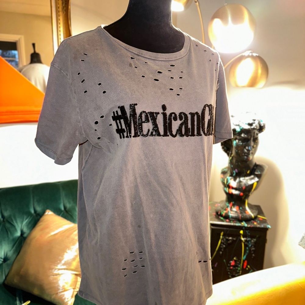 Gray Distressed Graphic Tee